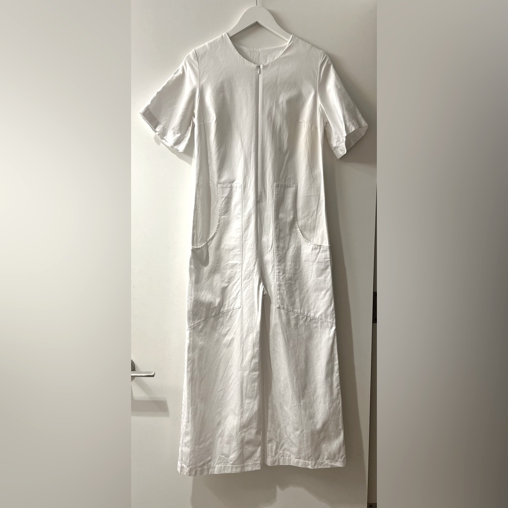Vintage White Jumpsuit with oversized pockets